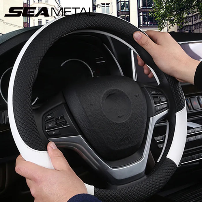 SEAMETAL Leather Steering Wheel Cover