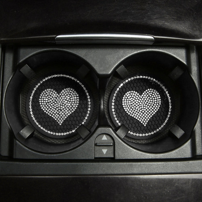 Heart Car Cup Holder Mat Set