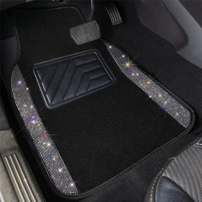 KAYSHION Plush Bling Car Floor Mat Set