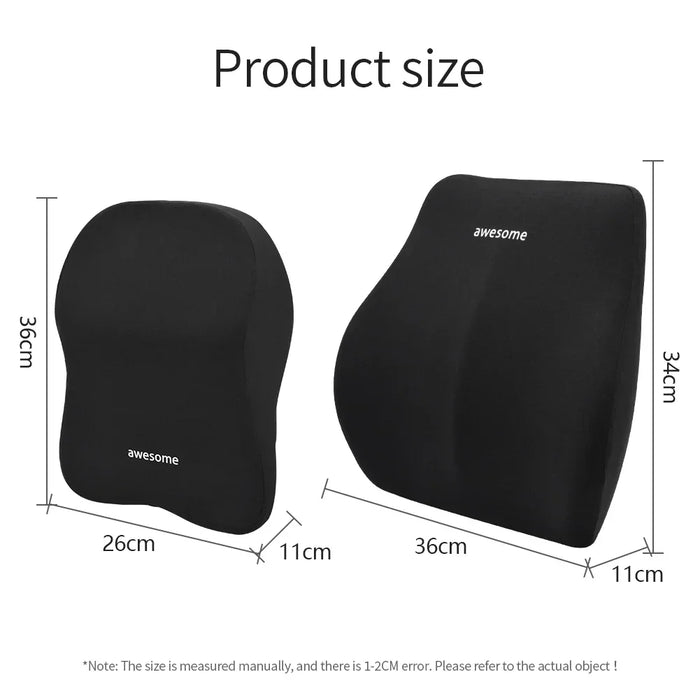 AWESOME Lumbar & Head Support Car Seat Cushion