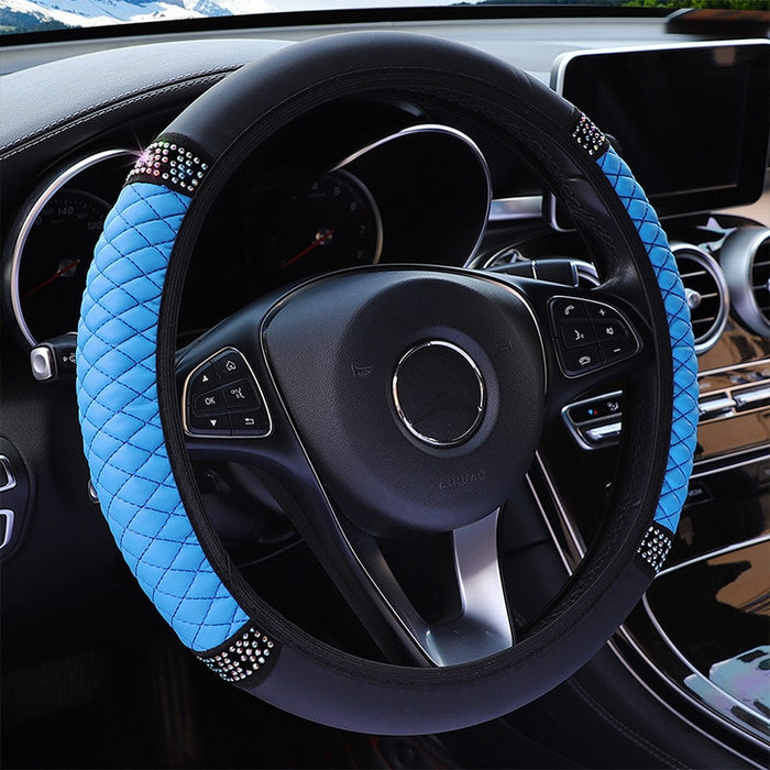 Embroidered Leather Steering Wheel Cover