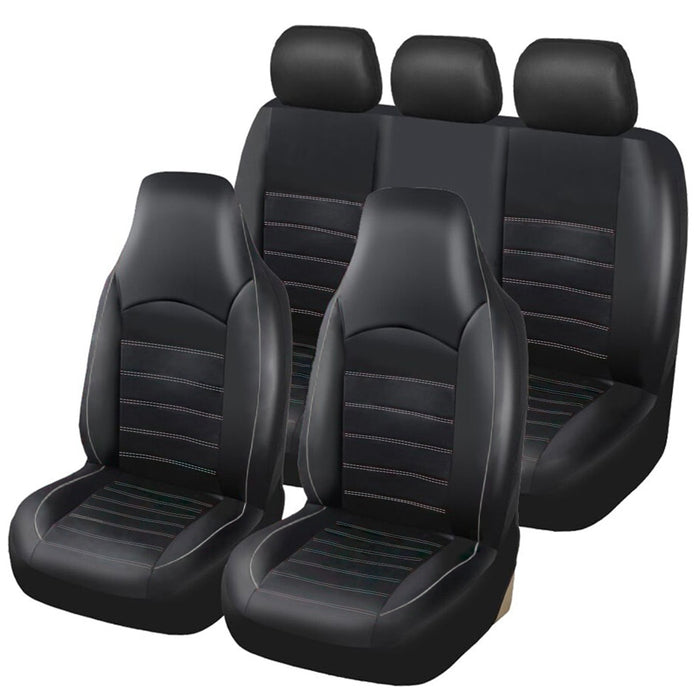 Striped Leather Car Seat Cover Set