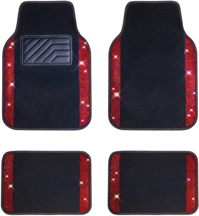 KAYSHION Plush Bling Car Floor Mat Set