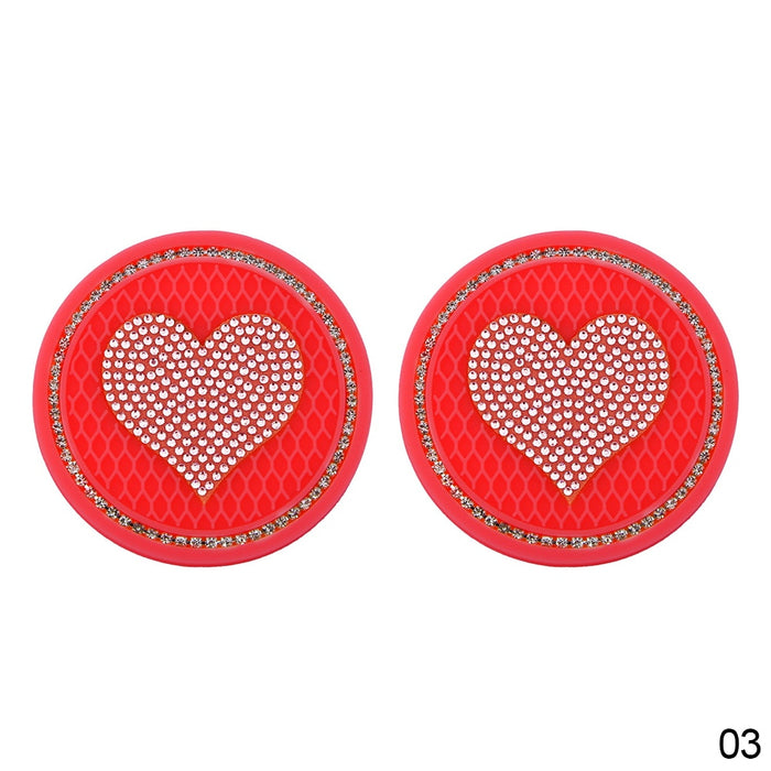 Heart Car Cup Holder Mat Set