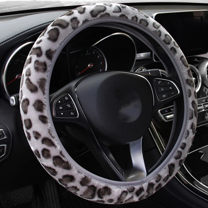 Leopard Print Steering Wheel Cover Set