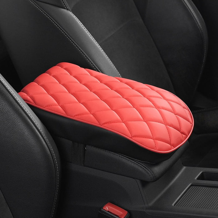 Rhombus Leather Car Armrest Pad