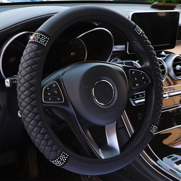 Embroidered Leather Steering Wheel Cover